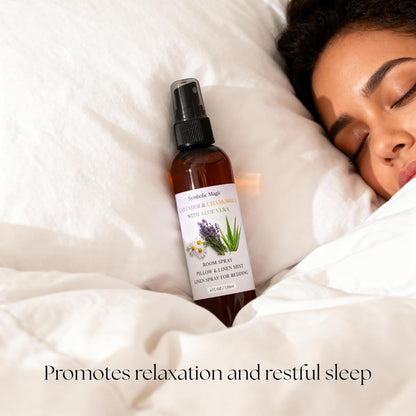 Symbolic Magic Lavender Essential Oil Room Spray - Linen Spray for Bedding, Sleep, Pillow, Bed, Aromatherapy Oils for Sleep and Pillows, Calming Mist with Chamomile and Aloe Vera