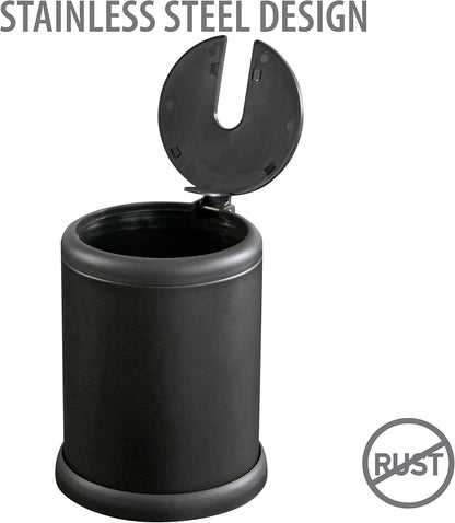 Bath Bliss Toilet Brush and Holder | Self Closing Lid | 360 Degree Brush Head | Bathroom Cleaning | Compact Size | Storage and Organization | Stainless Steel