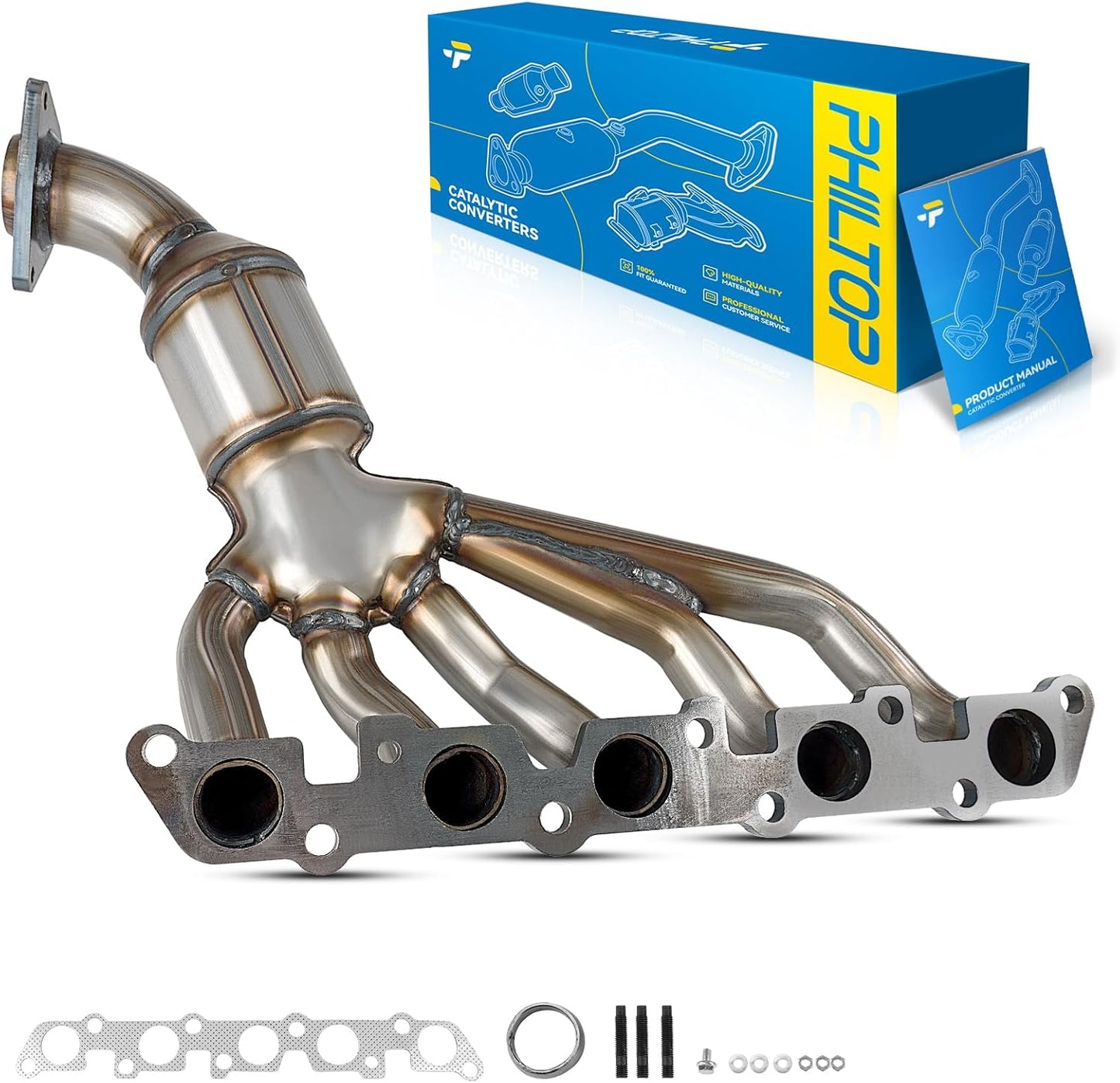 PHILTOP Left and Right Catalytic Converter Replacement For 2005-2010 300 2.7/3.5L V6 RWD, 2006-2010 Charger 2.7/3.5L V6 RWD, 2005-2008 Magnum 2.7/3.5L V6 RWD Replace 55434, 55433 (EPA Compliant) - Colors B