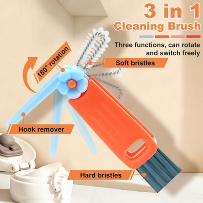 3 in 1 Cup Lid Cleaning Brush, Portable Gap Cleaner Brush - Multifunctional Bottle Cleaning Brush for Bottle Gap/Tight Spaces/Travel Bottle Lid, Home Kitchen Crevice Brush Tools, 3 PCS