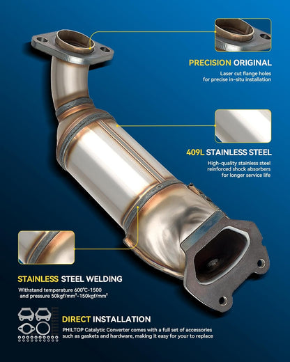 PHILTOP Left and Right Catalytic Converter Replacement For 2005-2010 300 2.7/3.5L V6 RWD, 2006-2010 Charger 2.7/3.5L V6 RWD, 2005-2008 Magnum 2.7/3.5L V6 RWD Replace 55434, 55433 (EPA Compliant) - Colors C