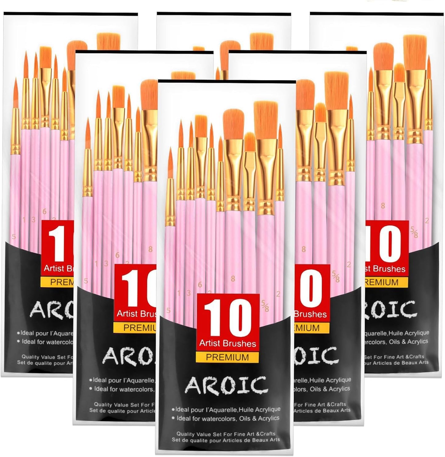 Acrylic Paint Brush Set, 1 Packs / 10 pcs Watercolor Brushes Painting Brush Nylon Hair Brushes for All Purpose Oil Watercolor Painting Artist Professional Kits.