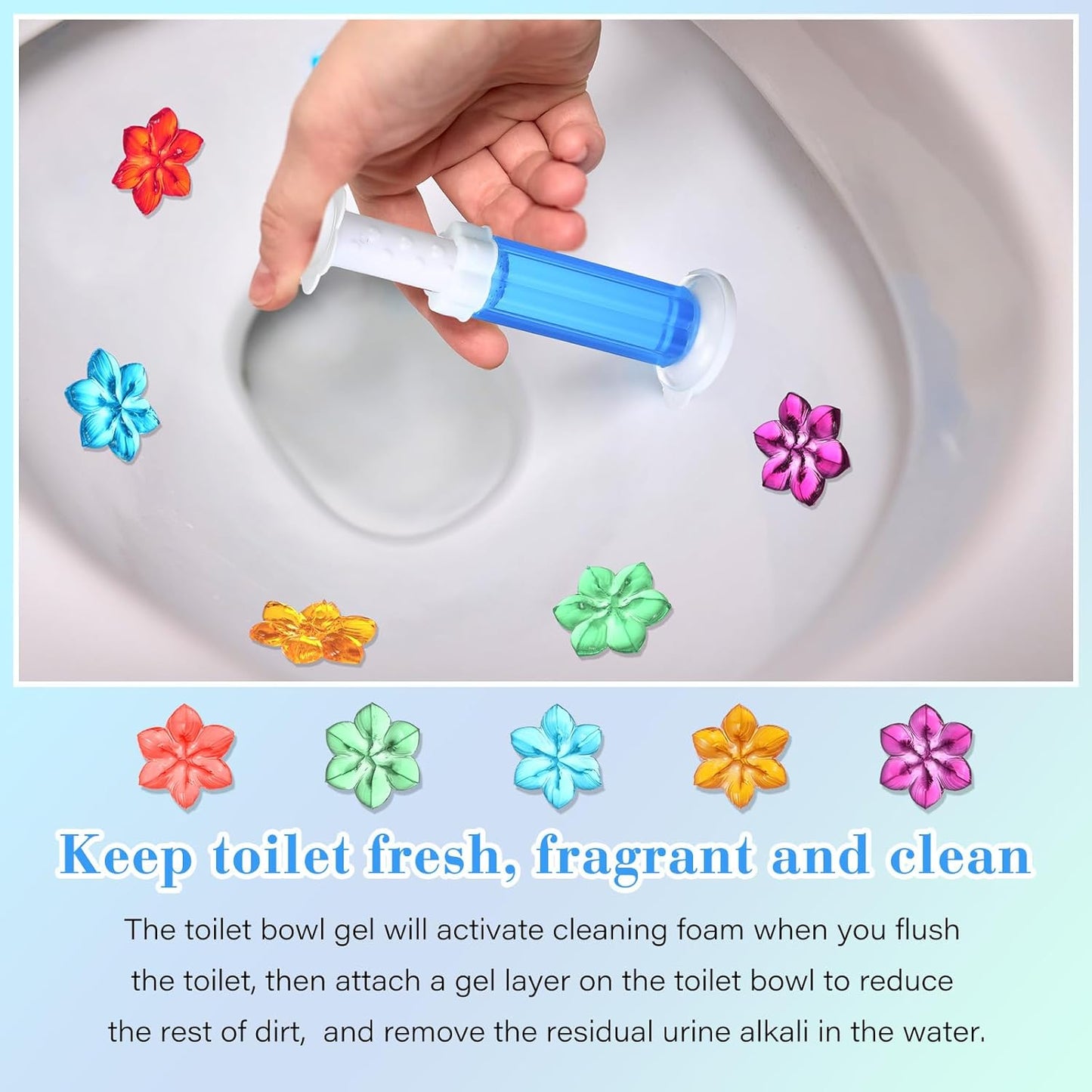 6 Pcs Toilet Gels 84 Count 1 Kind Flower Stamp Bowl Gel Scent Toilet Stain Removal Cleaner Air Freshener Flower Stamps Pack for Bathtubs Bathroom