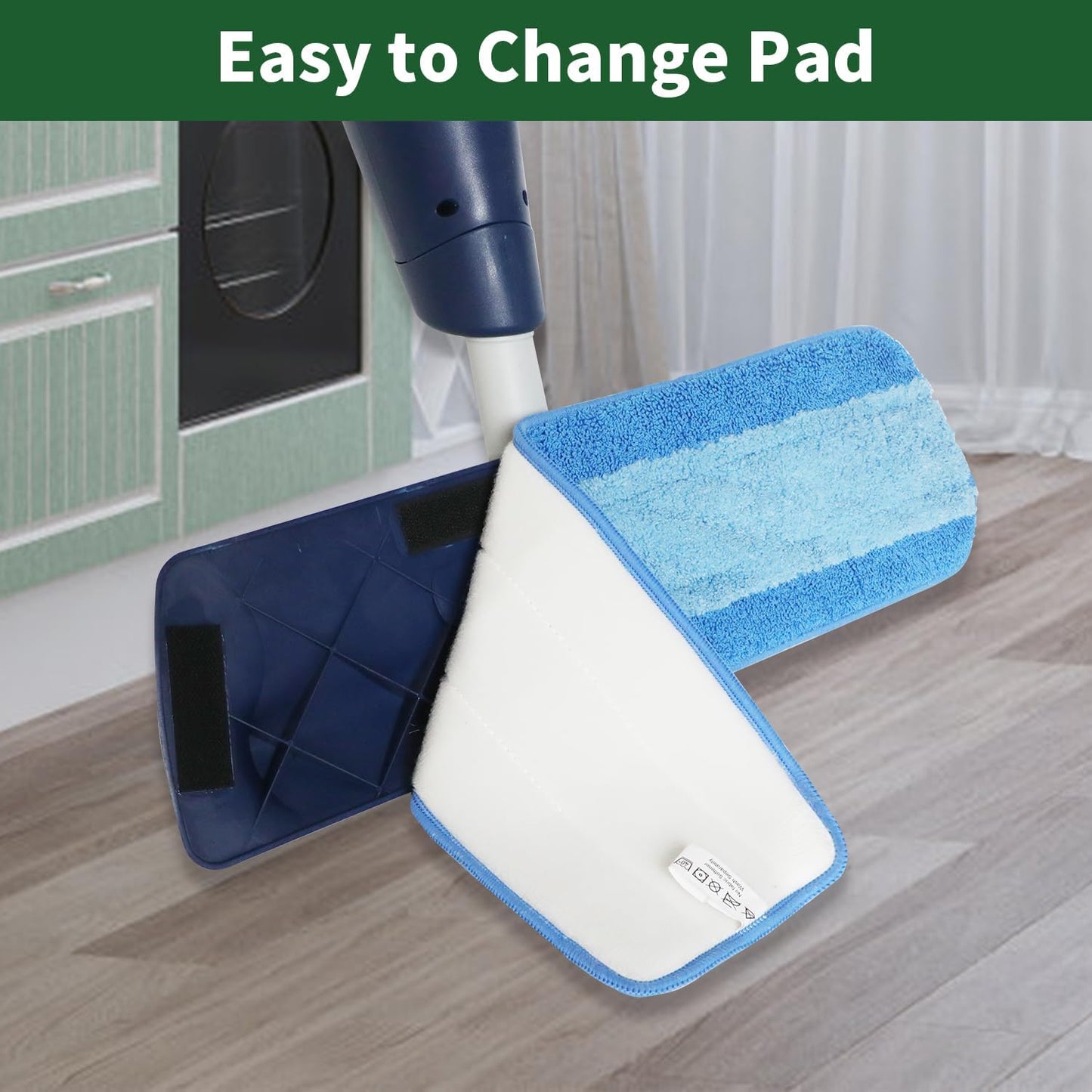 3 Pack Microfiber Reusable Mop Pads, Wet/Dry Floor Cleaning Refill Mop Pads, Spray Mop Hard Wood Floor Mop Pads Refills, Machine Washable Power Mop Pads Replacement