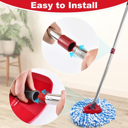 Spin Mop Handle,Mop Heads Replacements,Scrubber Mop Head and Mop Base Combo Set Compatible with Ocedar RinseClean 2-Tank Spin Mop,Mop Replace Head and Scrub Brush Set for Multi-Surface Hard Floor