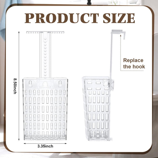 2 Sets Transparent Toilet Tank Carrier with Dual Suction Cup and Adjustable Hook Toilet Tank Cleaner Bracket Can Holder for Dissolved Cleaning Tablets