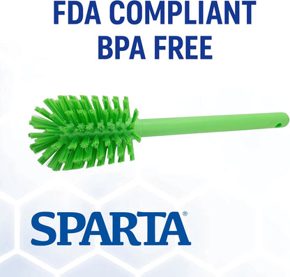 SPARTA Large Water Bottle Brush Ideal for Wide-Mouth Jars, Bottles and Tumblers, Dishwashing Tool with Handle for Home and Commercial Kitchens, Plastic, 12 Inches, White