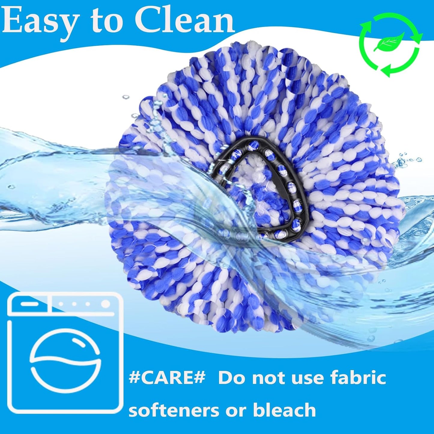 Mop Heads Replacement Handle for Ocedar RinseClean 2-Tank System, 2 Microfiber Mop Refills, 1 Mop Handle (30-58in Adjustable 4-Section Pole), 2 Scrub Brush, 1 Spin Base for O Cedar RinseClean