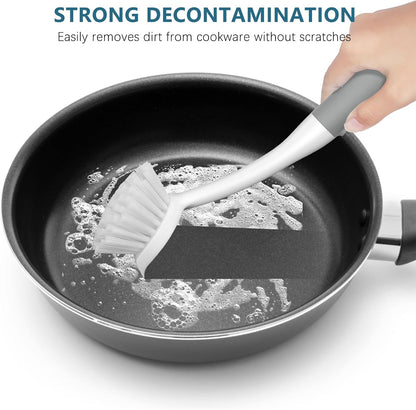 SetSail Dish Brush Set of 3 with Bottle Brush, Dish Scrub Brush with Long Handle Deep Cleaning Handle Brush with Scraper Tip for Kitchen Sink Dishes Bottle Cup Pot and Pans Tile Lines, Black