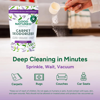 Good Natured Brand | Carpet Deodorizer & Freshener Powder | 31 oz Pet Odor Eliminator for Strong Odor & Pet Urine | Fresh Natural Lemon Scent | Safe for Homes with Pets