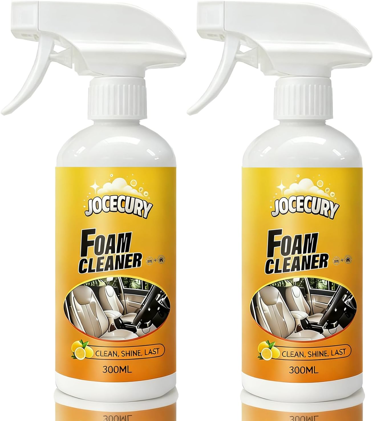 Jocecury 2Pcs Multi-Purpose Foam Cleaner, 600ML Car Interior Cleaner for Leather Seats, Fabric, Vinyl & Carpet, No Rinse Interior Detailer Spray for Shoes, Clothes & Home Surfaces