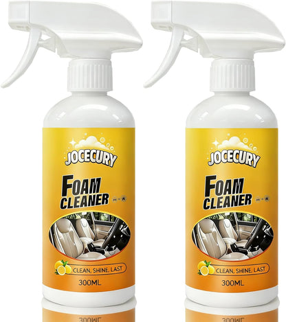 Jocecury 2Pcs Multi-Purpose Foam Cleaner, 600ML Car Interior Cleaner for Leather Seats, Fabric, Vinyl & Carpet, No Rinse Interior Detailer Spray for Shoes, Clothes & Home Surfaces