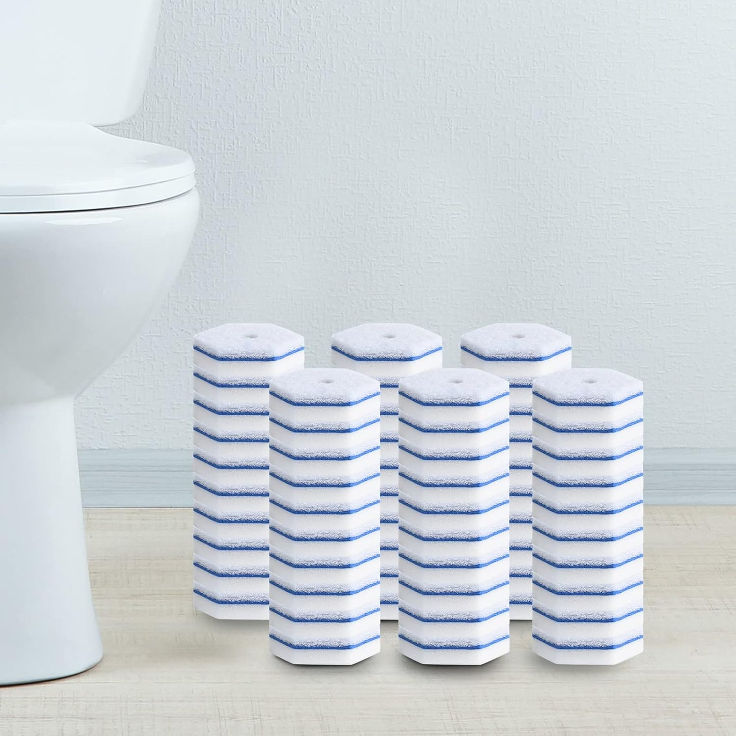 60 Counts Disposable Toilet Cleaning Wand Refills Bowl Scrubbers Heads (60)
