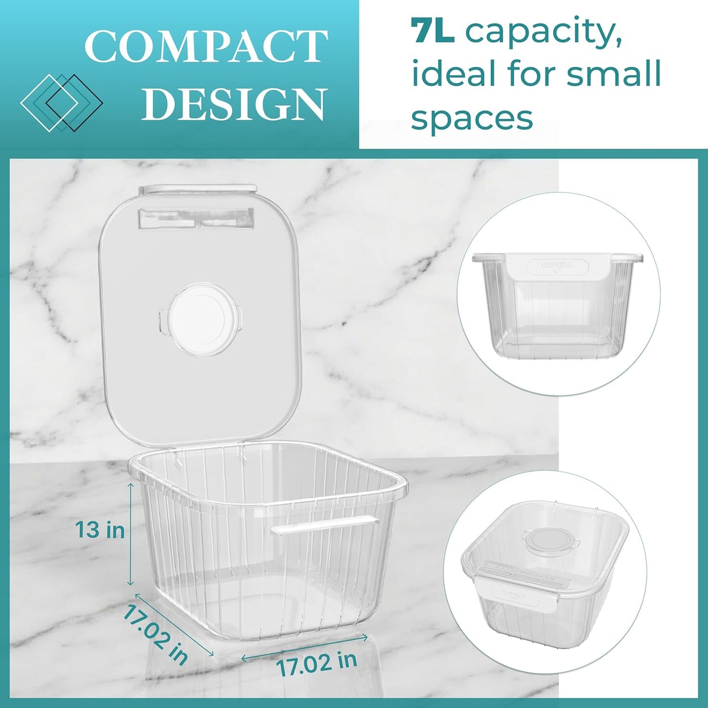 Skywin TidyFriend Laundry Pods Container with Lift Up Lid, 12.4" x 6.5" x 8.7", Airtight Storage Keeps Pods Fresh, Laundry Detergent Container & Dishwasher Pod Holder (Grey)