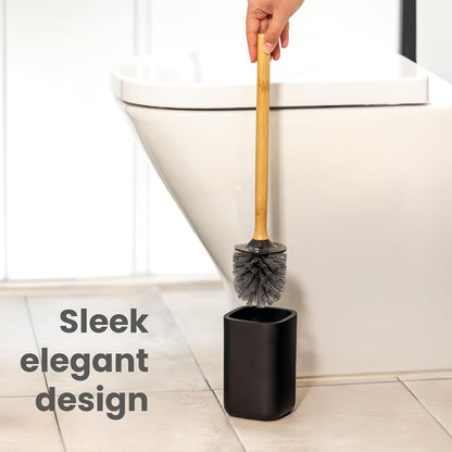 Vigar Zense Toilet Brush and Holder Set, Toilet Bowl Brush with Polyresin Stone Holder, Bathroom Sets for Bathroom Decor and Accessories, Terrazzo