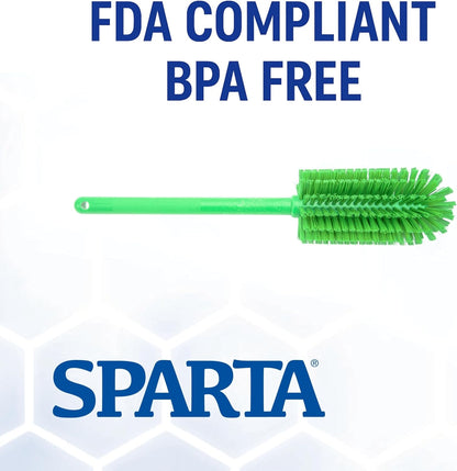 SPARTA Large Water Bottle Brush Ideal for Wide-Mouth Jars, Bottles and Tumblers, Dishwashing Tool with Handle for Home and Commercial Kitchens, Plastic, 12 Inches, White