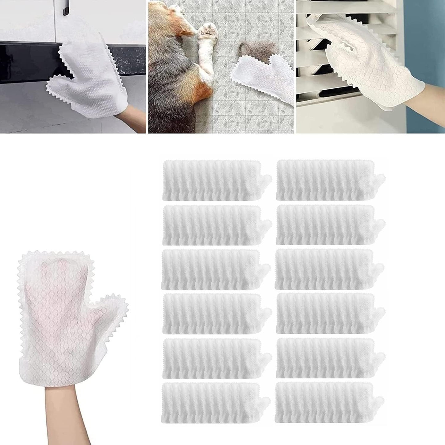 Home Dust Removal Gloves, Microfiber Fish Scale Cleaning Duster Glove, Washable, Reusable Wet & Dry Kitchen Mitt