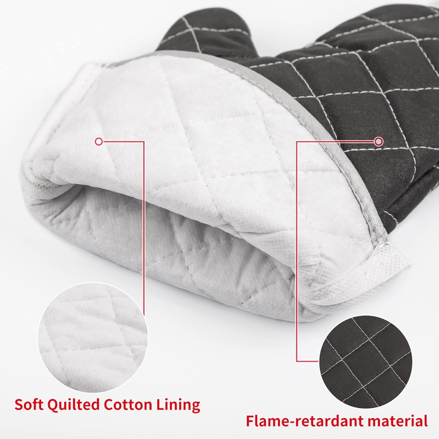 ARCLIBER Oven Mitts 1 Pair of Quilted Terry Cloth Cotton Lining,Extra Long Professional Classic Oven Mitt Heat Resistant Kitchen Oven Gloves,16 Inch