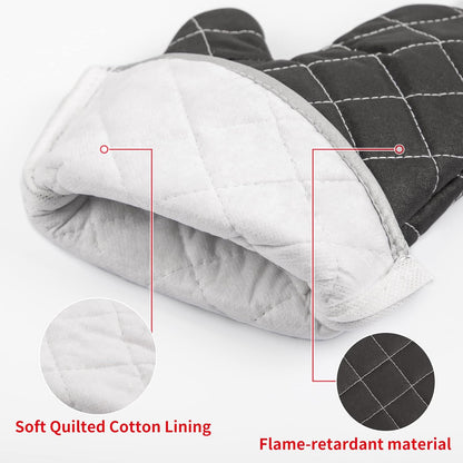 ARCLIBER Oven Mitts 1 Pair of Quilted Terry Cloth Cotton Lining,Extra Long Professional Classic Oven Mitt Heat Resistant Kitchen Oven Gloves,16 Inch