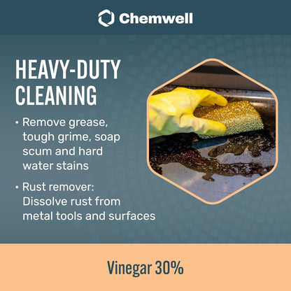 Chemwell 99% Vinegar (32 fl oz) - General Purpose All-Natural Multi-Surface Cleaner for Home, Patio & Commercial - High Performance, Powerful Concentrated Acetic Acid - Made in USA