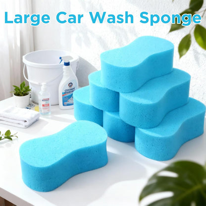 Tioncy 8 Pcs Giant Car Wash Sponges 9 x 4.7 x 3 Inch Extra Large Car Cleaning Bone Sponges Bulk All Purpose Easy Grip Thick Foam Scrubber for Boat Garage Kitchen Bathroom Household Cleaning (Yellow)