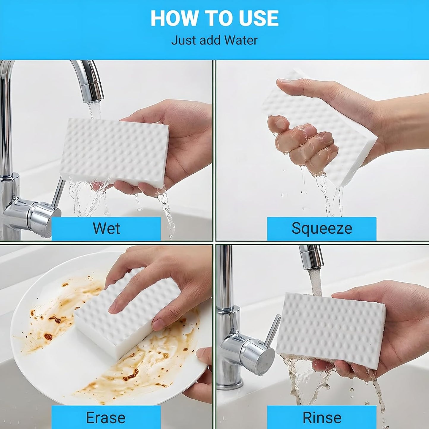 20 Pack Melamine Sponge, Multi-Functional Cleaning Sponges Eraser for Kitchen, Bathroom, Bathtub, Sink, Floor, Wall Cleaner