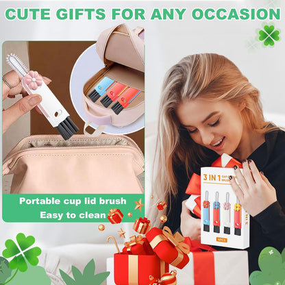 3 in 1 Cup Lid Cleaning Brush, Multifunctional Gap Cleaning Brush, Home Kitchen Crevice Brush, Portable Bottle Cleaner Brush for Cleaning Tight Spaces, Bottle Gaps, Travel Mug Caps(3 PCS)