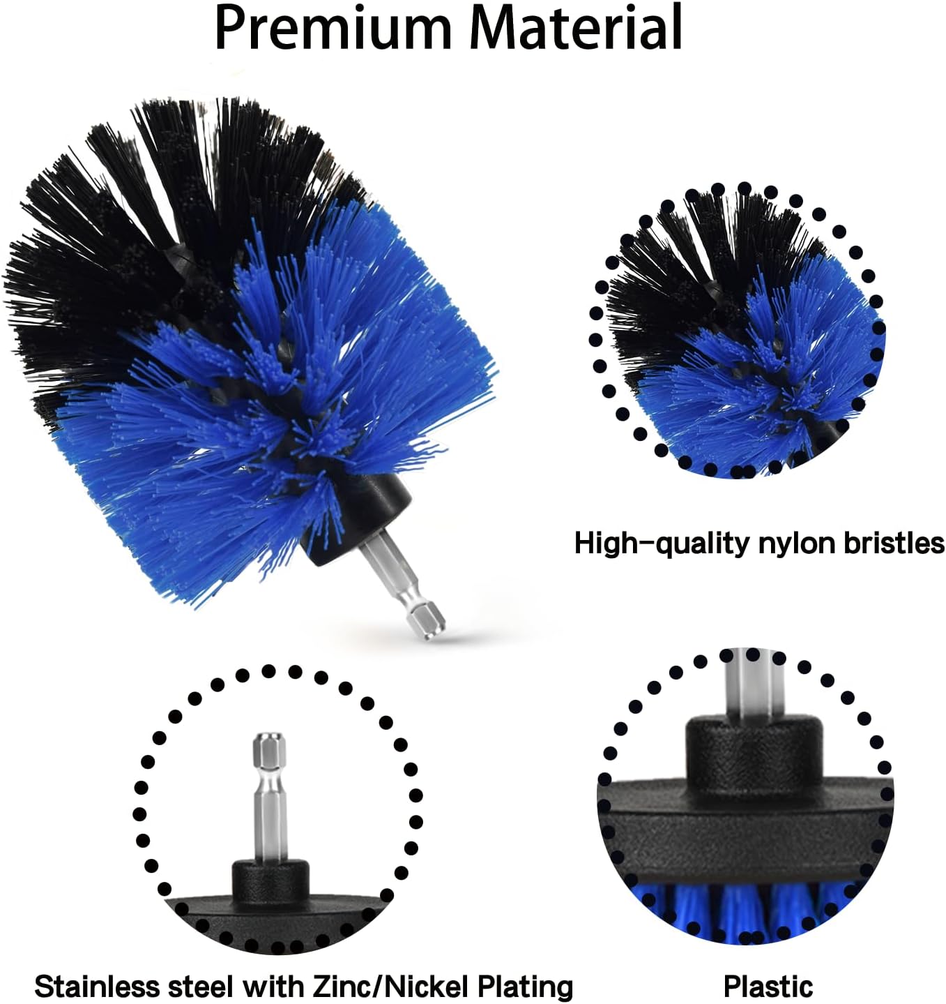8 Pack Drill Brush Attachment Set,1/4in Power Scrubber Brush + Extend Long Rod, Power Cleaning Scrub Brush for Bathroom, Tub, Tile, Floor, Grout, Boat(White)