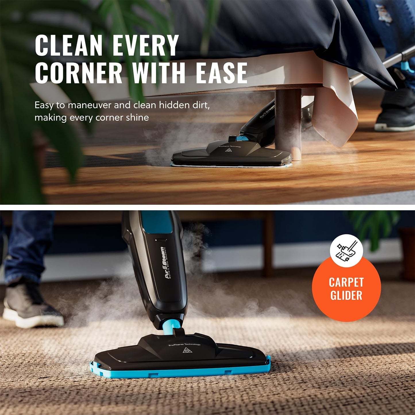 PurSteam 10-in-1 Steam Mop, Floor Steamer with Detachable Handheld Steam Cleaner for Tile, Hardwood Floors