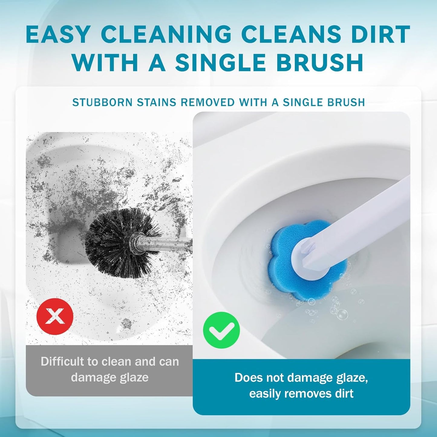 Disposable Toilet Brush, Toilet Wand Kit, Toilet Brushes and Holders with 48 Refills, Toilet Bowl Brush, Toilet Bowl Cleaning Wands, Toilet Bowl Cleaner, Toilet Cleaning System for Bathroom