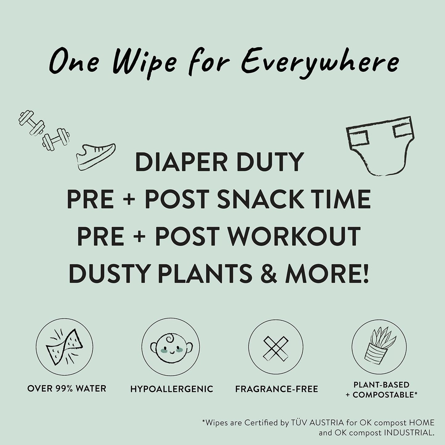 The Honest Company Hypoallergenic Multi-Use Baby Wipes for Sensitive Baby Skin, Rose Blossom, 60 Count