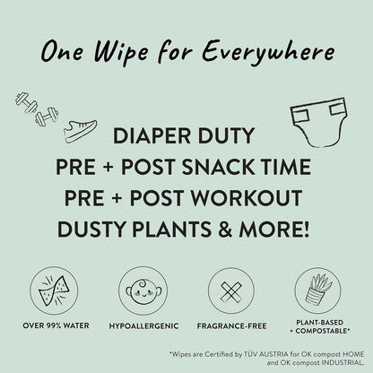 The Honest Company Hypoallergenic Multi-Use Baby Wipes for Sensitive Baby Skin, Rose Blossom, 60 Count