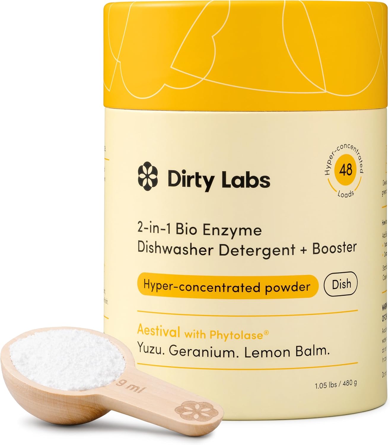 Dirty Labs | Dishwasher Detergent and Booster | Scent Free | 48 Loads (1 lb) | Ultra Clean, Spot Free, Quick Wash Optimized | Hyper Concentrated