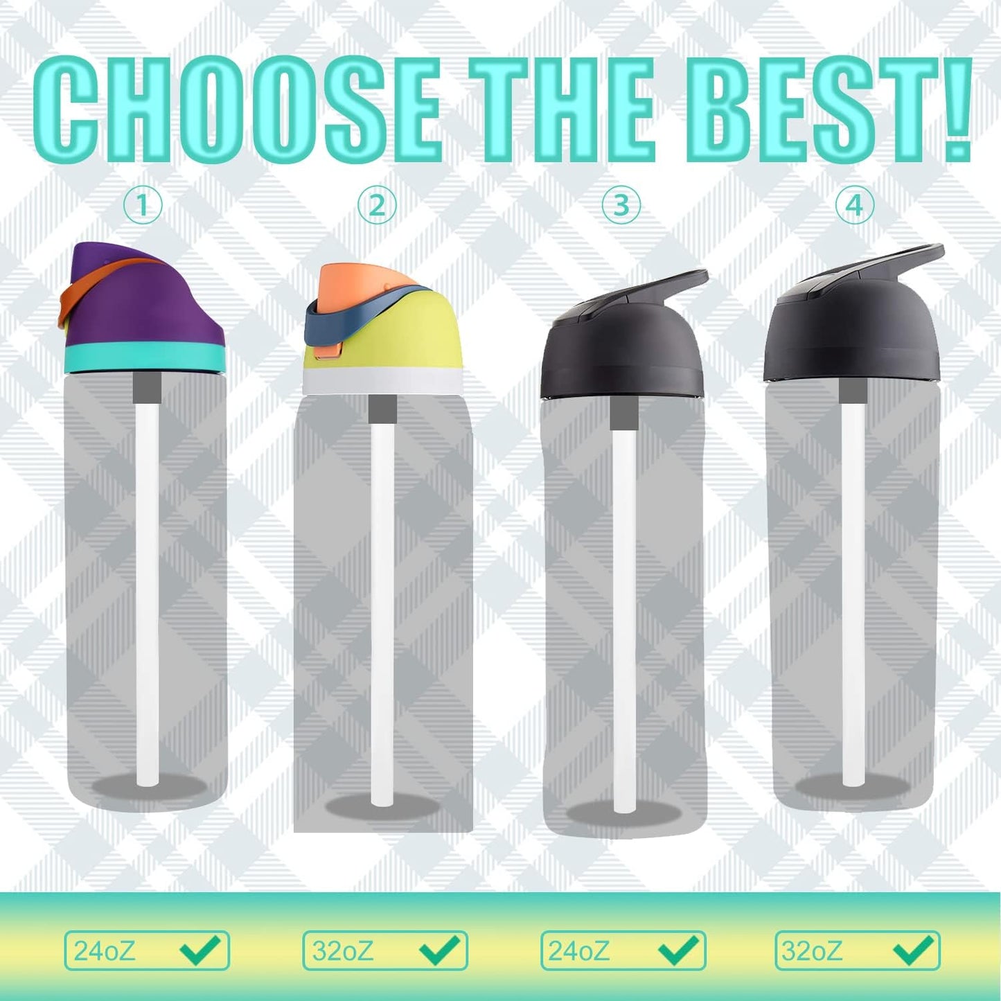 6pcs Replacement Straws for Owala Freesip 24/32oz, Reusable Plastic Straws with Cleaning Brush Tumbler Accessories Parts for Owala Flip 24/32oz Stainless Steel Insulated Water Bottle