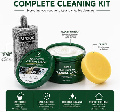 Multi Purpose Cleaning Cream, Waterless No Spray Cleaning Paste for Electronics, Small Appliances & Leather Surfaces, with Sponge and Cloth, 330g (11.64 oz)