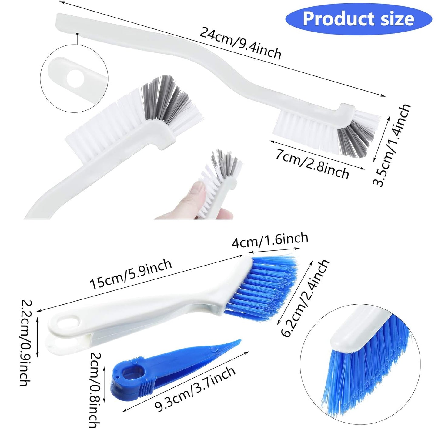 Patelai 4 Pieces Cleaning Brush Sets Small Scrub Brush Household Use for Cleaning Bottle Sink Kitchen Sink Corner Dish Edge Grout Bathroom Sliding Door Window Track(White)