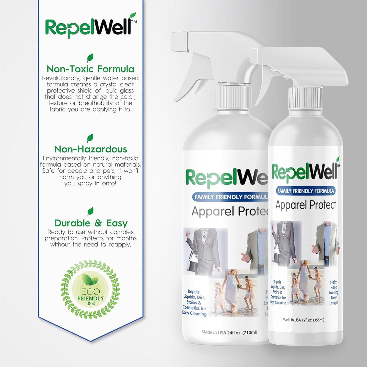 Eco-Friendly Upholstery Protect Stain & Water Repellent Spray 24oz – Non-Toxic, Pet-Safe Formula for Fabric, Leather, & Suede – Long-Lasting Stain Guard Keeps Furniture Clean & New
