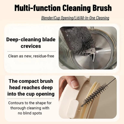 2-in-1 Detachable Dual-Head Bottle Brush, Blender Cleaning Brush for Fruit Juicer, Cup Lid & Kitchen Appliances, Food-Grade Bristles for Deep Cleaning