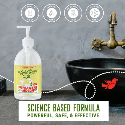 Rebel Green Fresh & Clean Hand Soap Refill - Natural Liquid Hand Soap Refill for Bathroom & Kitchen - Lavender & Grapefruit Scent, 32 Fl Oz