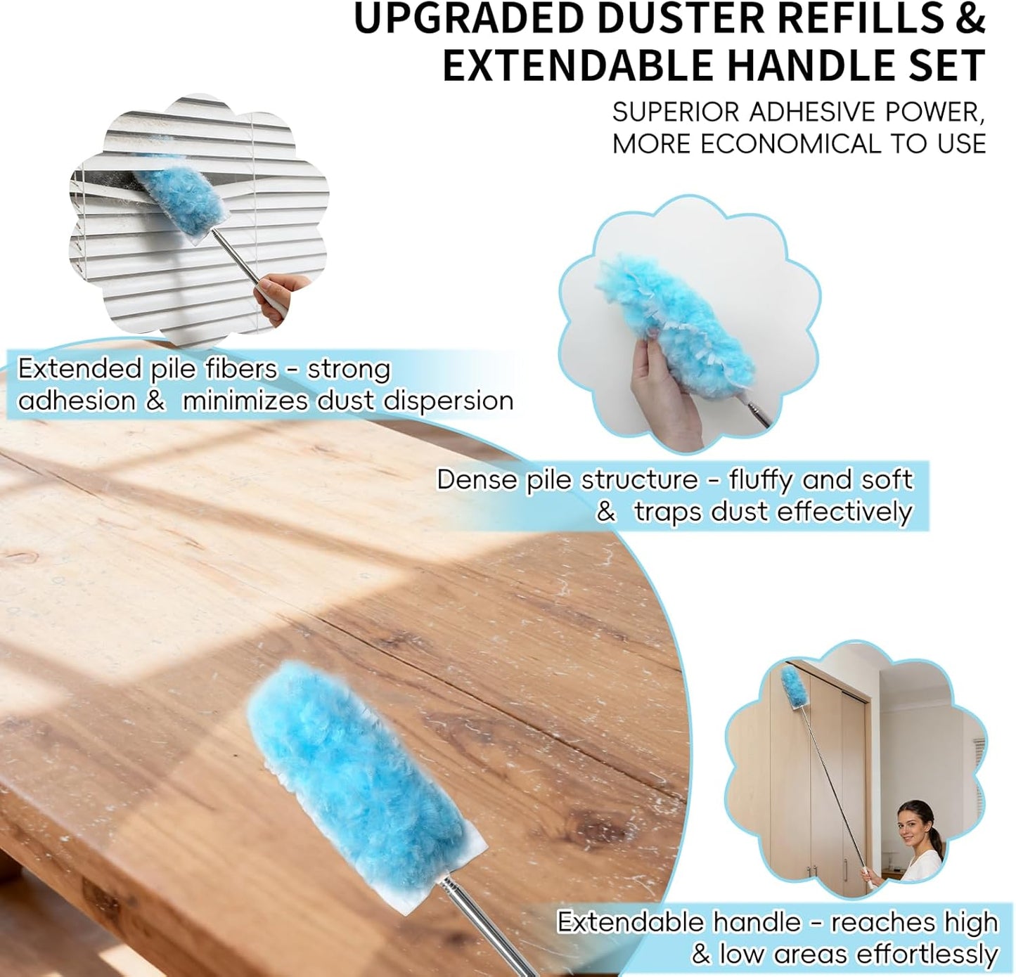 360 Duster Refills for Swiffer Dusters Refill with 2 Upgrade Extendable Handle(30 Count)
