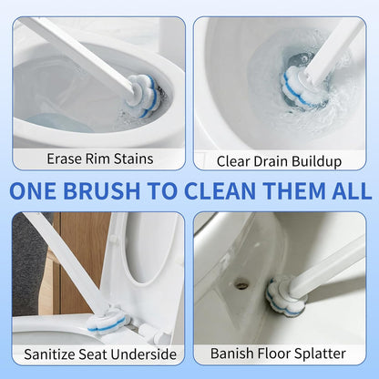 Wazzio 2 Pack Disposable Toilet Brush with Holder Set, 104 Count Toilet Wand Refills, Extended Handle Toilet Bowl Cleaner Brush for Bathroom and Bathtub Deep Cleaning