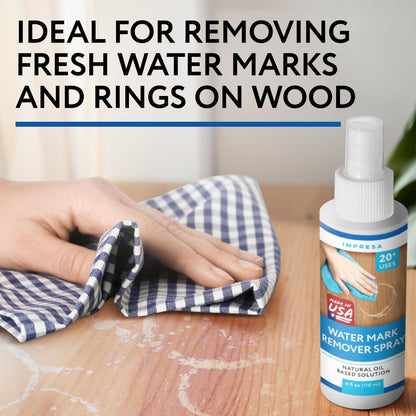 Impresa Wood Water Mark Remover Spray - Water Ring Removal & Wood Floor Cleaner - Concentrated Oil Formula & Furniture Polish - 4 fl oz, Pack of 1