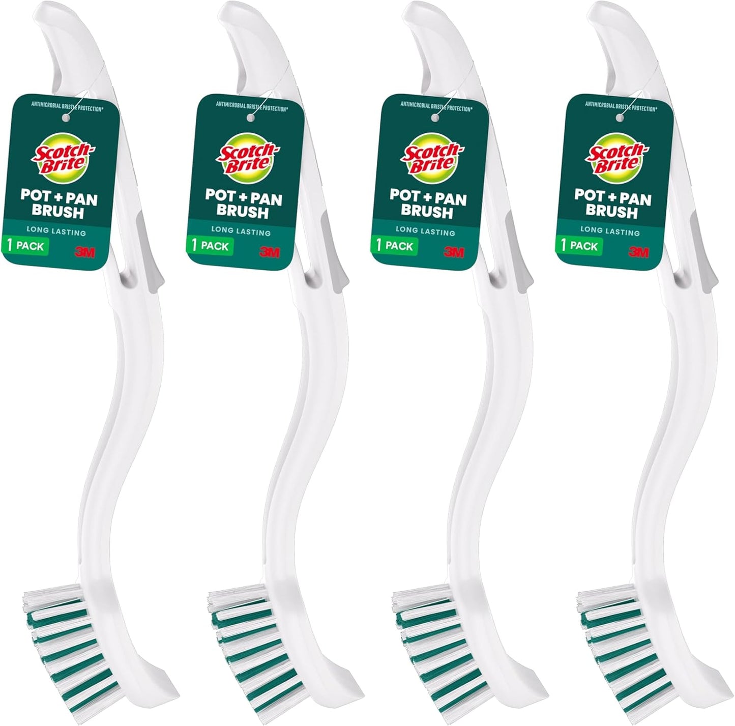 Scotch-Brite Handy Brush, Small and Durable Dish Brush with Handle for Scrubbing Hard-to-Reach Cookware, Tubs, Sinks, Car Tires, and More without Scratching, Antimicrobial, and Rinses Clean