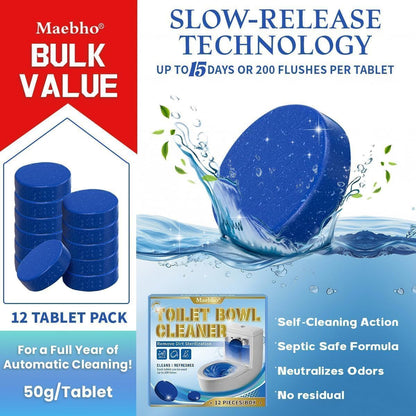 Automatic Toilet Bowl Cleaner Tablets,12- Pack Blue Gel In-Tank Cleaner, Removes Hard Water Rings & Stains, Septic Safe, Cleaning & Deodorize, Fresh Scent,50g Each