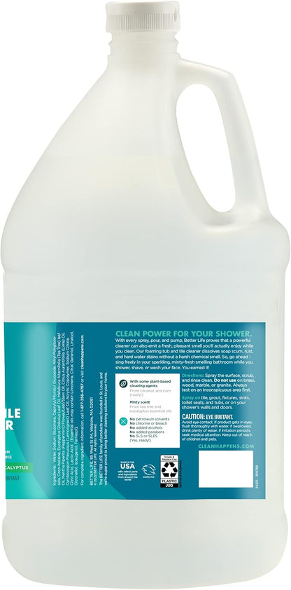 BETTER LIFE Bathroom Cleaner - Tea Tree Bathtub & Shower Cleaner Spray for Glass and Tile - Foaming Mold and Mildew Remover for Tub Works on Hard Water Stains - 32oz (Pack of 2)