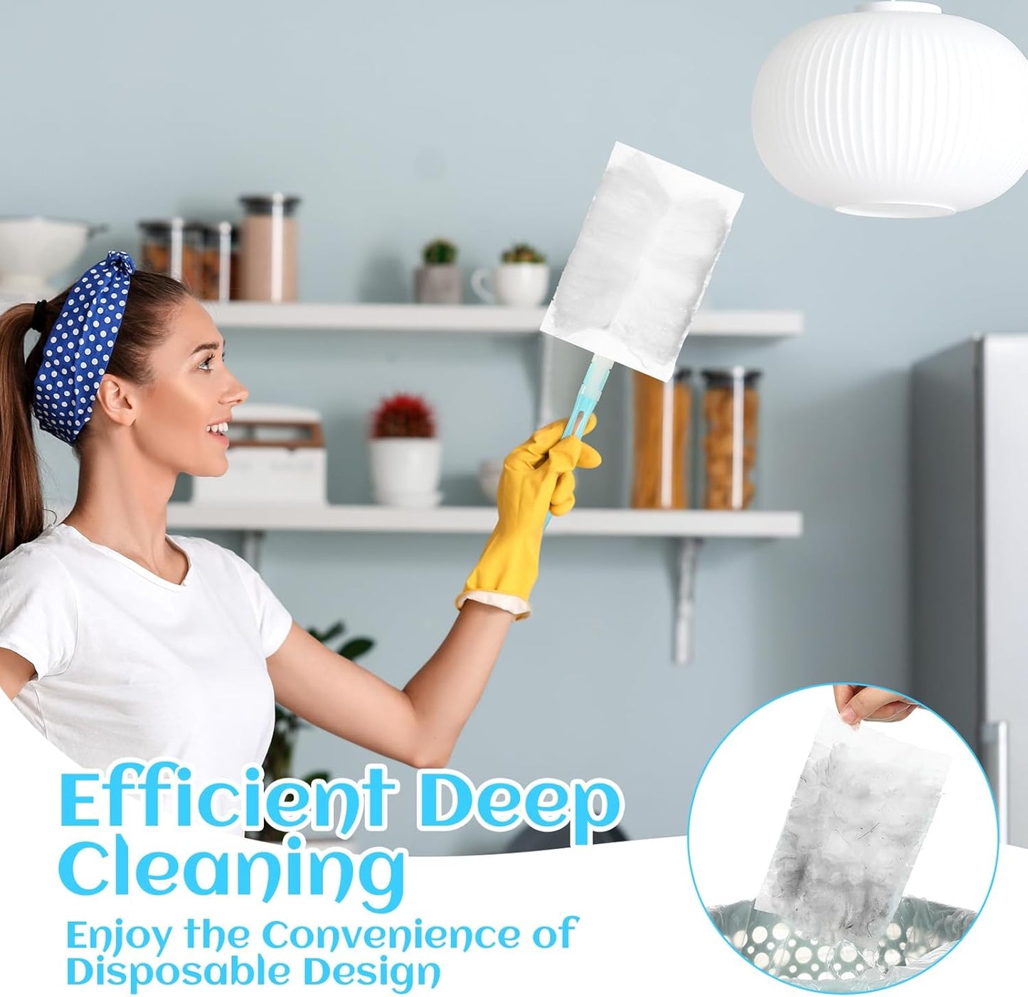 Mimorou 300 Pcs Disposable Dusters Refills Bulk Heavy Duty 180° Multi Surface Replacement Dusters for Cleaning Ceiling Fan with Microfibers Unscented (Light Colors)