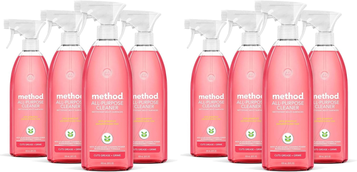 Method All-Purpose Cleaner, Pink Grapefruit, Perfect for Most Counters, Tiles, Stone, and More, 28 oz spray bottle
