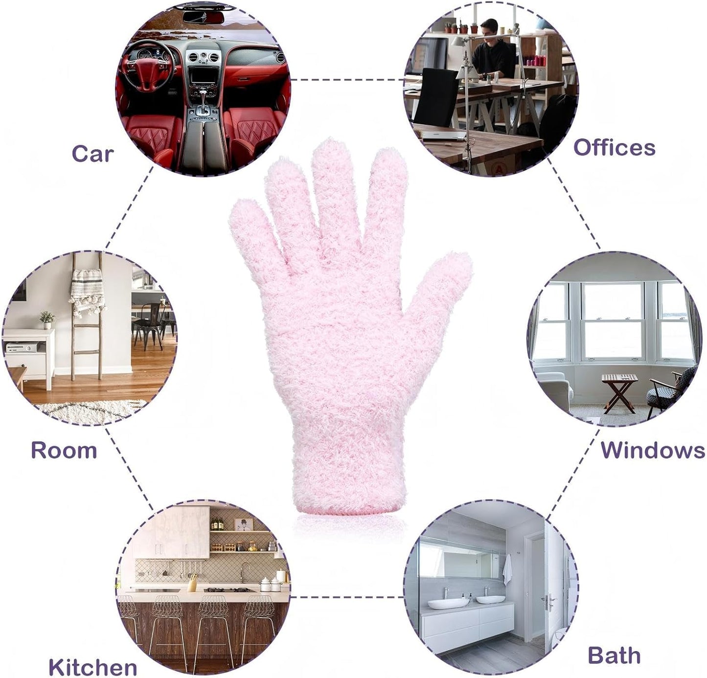 Patelai 2 Pairs Microfiber Gloves for plants Dusting Cleaning Glove Mittens House Cars Blinds Dusting(Blue, Grass Green,Large)