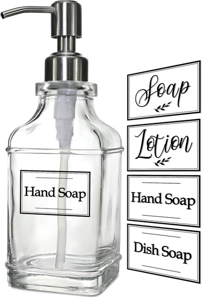 JASAI 2Pack Glass Soap Dispenser with Black Rust Proof Pump, Refillable Dish Soap Dispenser with for Kitchen and Bathroom.