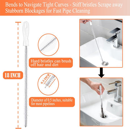 33 Feet Drain Snake Auger, Plumbing Snake Drain Hair Clog Removal Tool, Heavy Duty Drain Snake Auger, Sink Unclogger Drain Cleaner Tool for Bathroom Kitchen Tub Shower Drain Clog Remover with Gloves